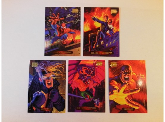 Marvel Masterpieces 1994 - 5 Trading Card Pack - Spider-Man & Black Widow