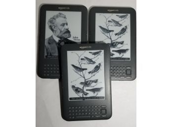 Lot Of 3 Amazon Kindles - Keyboard 3rd Generation - Grey 6' E-Ink Display