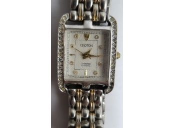 Ladies Croton Diamond  23K Gold Plated Watch - Japan Quartz - Vintage