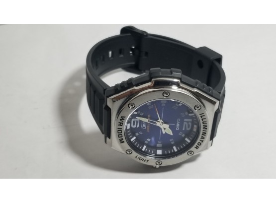 Casio Illuminator Watch - Blue Face & Stainless Steel Case -  MWA-100H - 5577