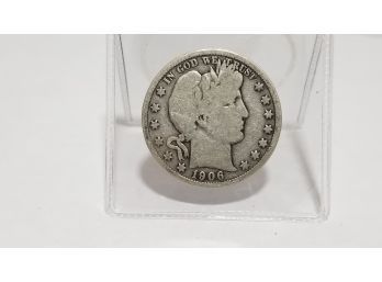 US 1906 D Barber Silver Half Dollar - Fine