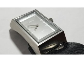 Diesel Rectangle Silver Crystal Tone Watch With Leather Strap - 10 BAR - DZ-1020