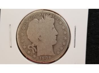 US 1906 S Barber Half Dollar  - Silver 1/2 Dollar - Fine