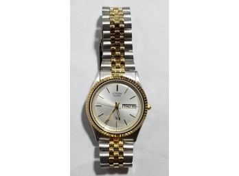 Citizen Quartz Presidential Watch - Classic Style Gold Tone & Stainless Steel - 6100-R00405