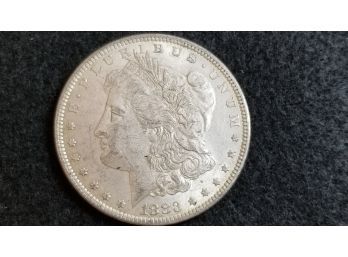 US 1883 Morgan Silver Dollar - AU In Coin Holder