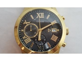 Guess Chronograph Watch - Gold Tone With Black Face - Date Display - U0668G8