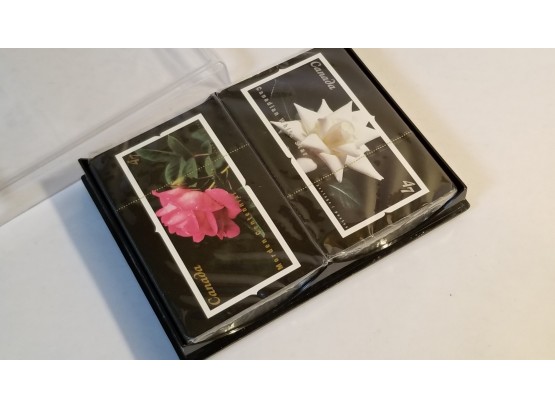 Set Of 2 Canada Flowers Postage Stamp Image Playing Cards In Plastic Case