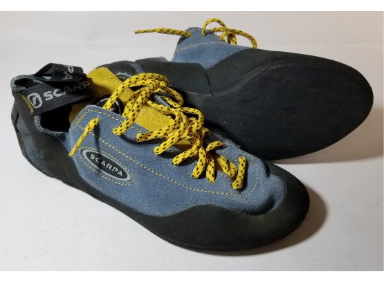 Scarpa Blue/Yellow Lace-up Climbing Shoes - Women's Size 6