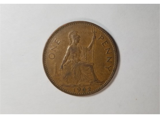 Britain Coin - 1962 British Penny - Bronze - Fine