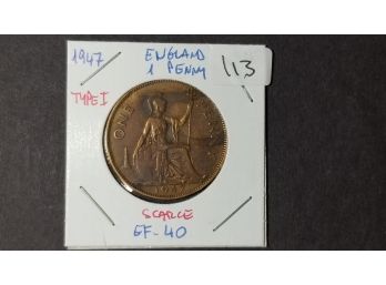 Britain - 1947 British One Penny - Bronze - George IV - Extremely Fine