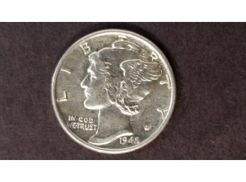 US 1942 Silver Mercury Dime - Extremely Fine To AU Condition