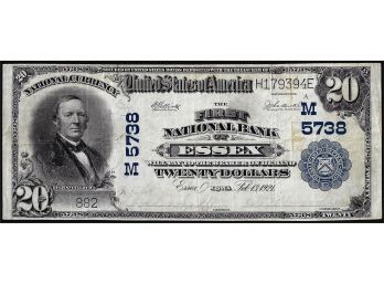 FEATURED ITEM -  1902 PB $20 First National Bank Of Essex, Iowa CH# 5738 National Currency Note