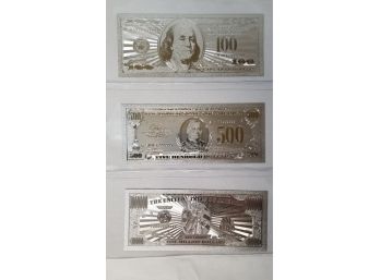 5 Replica US Dollar Notes - 'Silver 999' - $20 - 1 Million $ Note