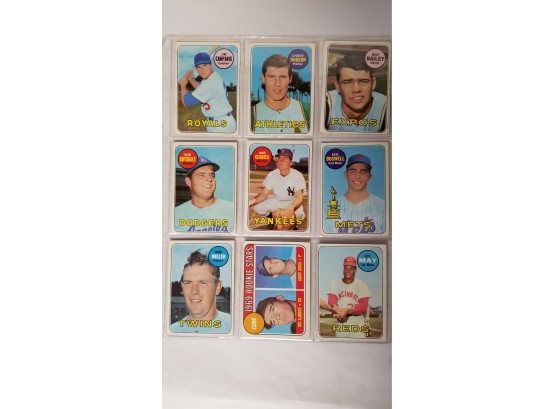 Collection Page -1969 Topps Baseball Cards - 9 Cards - Page Includes Don Drysdale