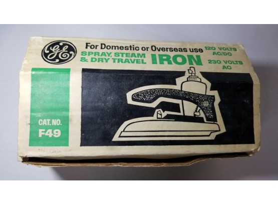 Vintage Travel Iron - GE Travel Steam Iron - 120 Voltage Portable Electric - Cat. No. 23F49