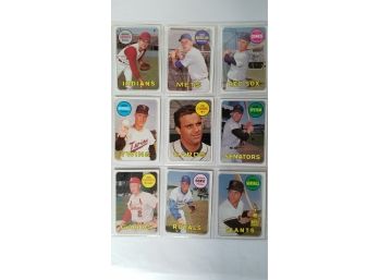 Collection Page -1969 Topps Baseball Cards - 9 Cards - Page Includes Joe Torre