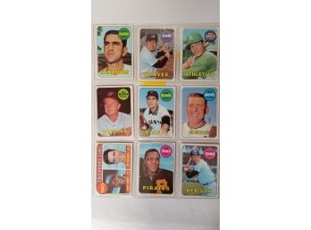 Collection Page -1969 Topps Baseball Cards - 9 Cards - Page Includes Earl Weaver