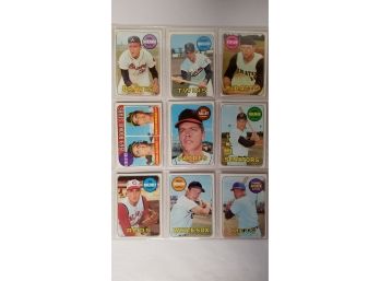 Collection Page -1969 Baseball Cards - 9 Cards - Page Includes Phil Niekro