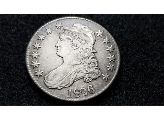 FEATURED ITEM - US 1826 Capped Bust Half Dollar - Silver Fifty Cent Piece - Lettered Edge