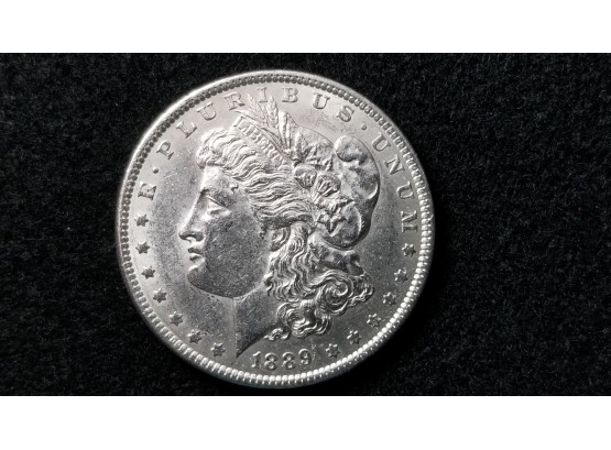 US 1889 Morgan Silver Dollar - Almost Uncirculated - Nice And Brilliant
