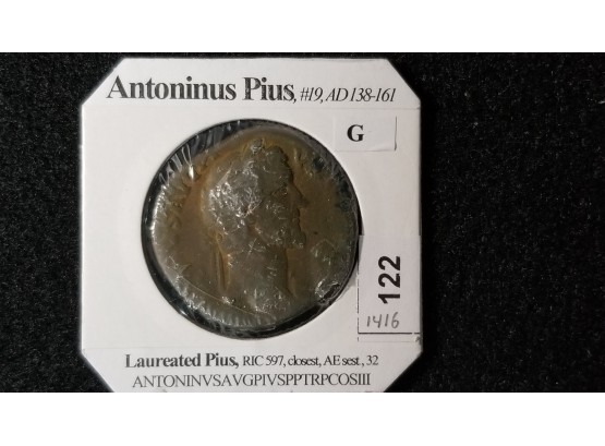 Ancient Roman Coin - Antoninus Pius - AD 138 - 161