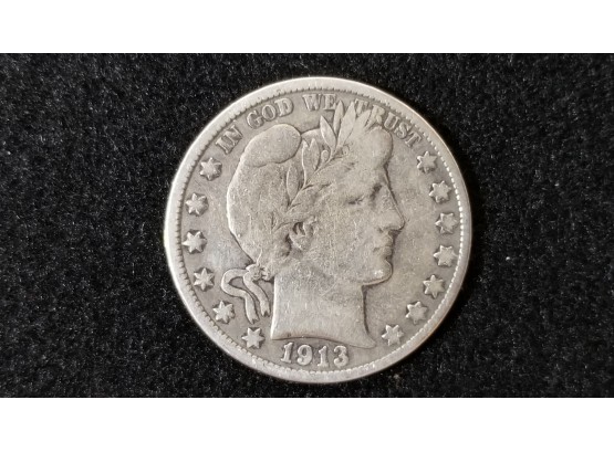 US 1913 S Barber Half Dollar  - Silver 1/2 Dollar - Fine