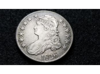 FEATURED ITEM - US 1826 Capped Bust Half Dollar - Silver Fifty Cent Piece - Lettered Edge