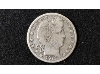 US 1913 S Barber Half Dollar  - Silver 1/2 Dollar - Fine