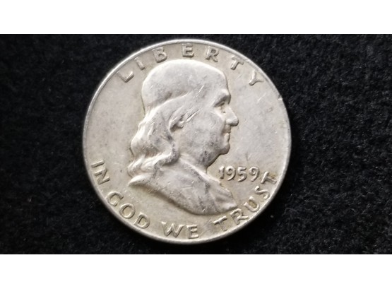 US 1959 D Franklin Silver Half Dollar -  Fine