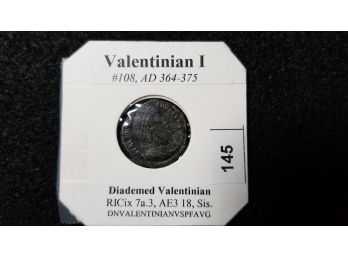 Ancient Roman Coin - Valentinian I - 364 - 375 AD (over 1500 Years Old)