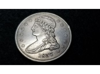 US 1837 Capped Liberty Half Dollar - Silver 50 Cent Piece - AU