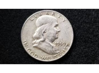 US 1959 D Franklin Silver Half Dollar -  Fine