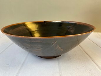 Impressive, Earthy Ceramic Serving Bowl With Unique Swirl Designs