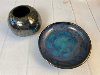 Pair Of Decorative, Glazed Pottery Bowls, Signed By The Artist, Virginia Cartwright