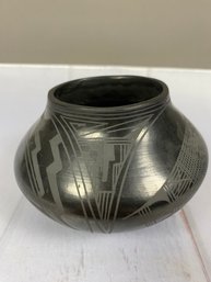 Piece Of Black Southwestern Inspired Pottery, Signed By Carlos Alderete