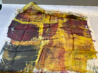 Beautiful Hand-dyed Silk Scarf Of Shawl In Rich Earth Tones
