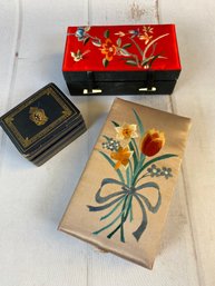 Set Of 3 Vintage Jewelry Boxes For Jewelry, Trinkets, Collectibles