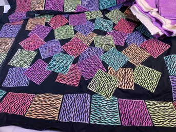 Totally Eighties Quilt, Wall Hanging Tapestry By Local Artist Frances Rosenfeld, Unfinished With Backing