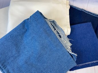 Lot Of Heavy Canvas Fabric And Denim Fabric For Crafting