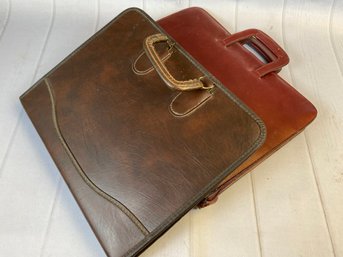 Pair Of Small Vintage Leather Artist's Portfolio Cases, Graphic Arts, In-brief By Bella Cadeaux