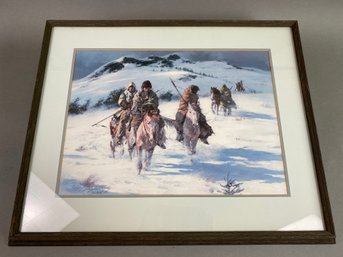 Howard A. Terpning Framed Print, Limited Edition Numbered COA 'When Trails Turn Cold' American West Series