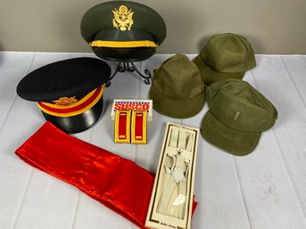Vintage Military Army Flight Ace Dress Blues & Green Hats, Susco Insignias & Uniform Accessories & Caps