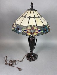 Spectacular Dale Tiffany Lead Glass Table Lamp With Metal Base
