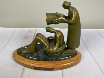 Gorgeous Bronze Statue By Loveland Artist Bill Bond, Titled 'Saturday Bath'
