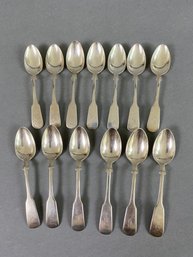 13 Sterling Silver Teaspoons By International Silver In The 1810 Pattern, Monogrammed B (395 Grams)