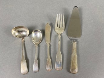 5 Sterling Silver Serving Pieces By International Silver In The 1810 Pattern, Monogrammed 'B' (285 Grams)