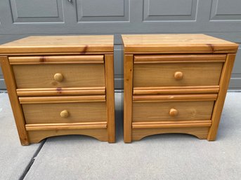 Pair Of Wooden 2-Drawer Nightstands Or End Tables, Bedroom Furniture