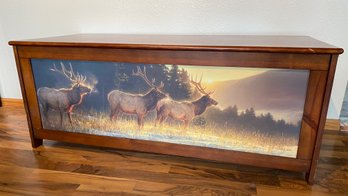 Amazing Storage Or Blanket Chest Featuring Artwork Of Elk In Winter By Nancy Glazier