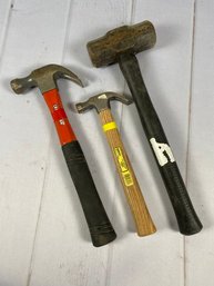 Three Hammers Of Various Sizes, Craftsman, Barco Light Duty, & Sledge Hammer