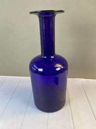 Spectacular Tall Bottle-Shaped Cobalt Blue Glass Vase